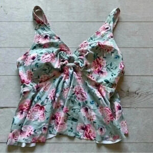 NEW Cupshe Ruffle Floral Multicolor Tankini Top Women’s Size 2X